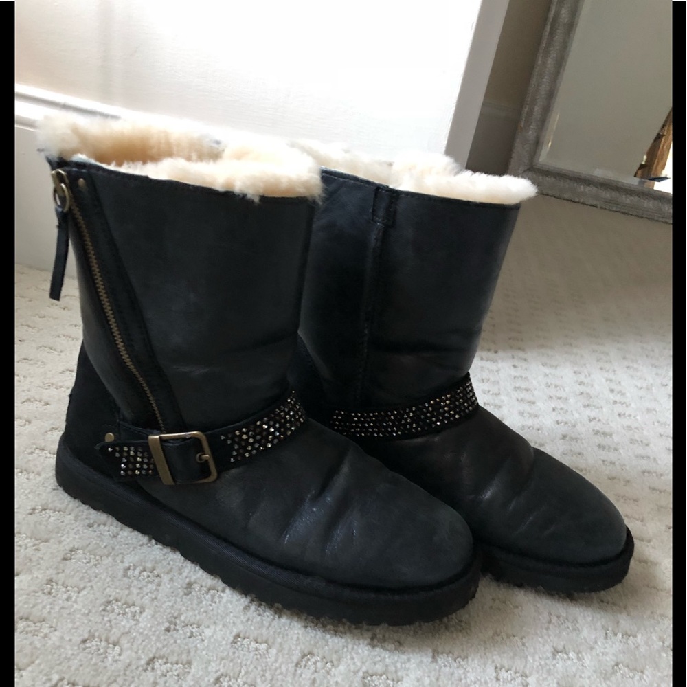 Ugg black leather boots